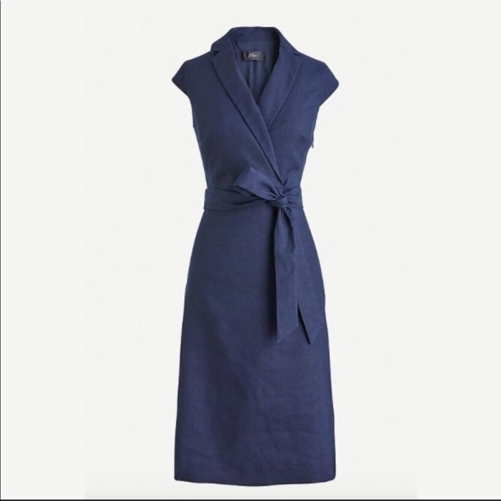 J. Crew belted faux-wrap dress in stretch linen